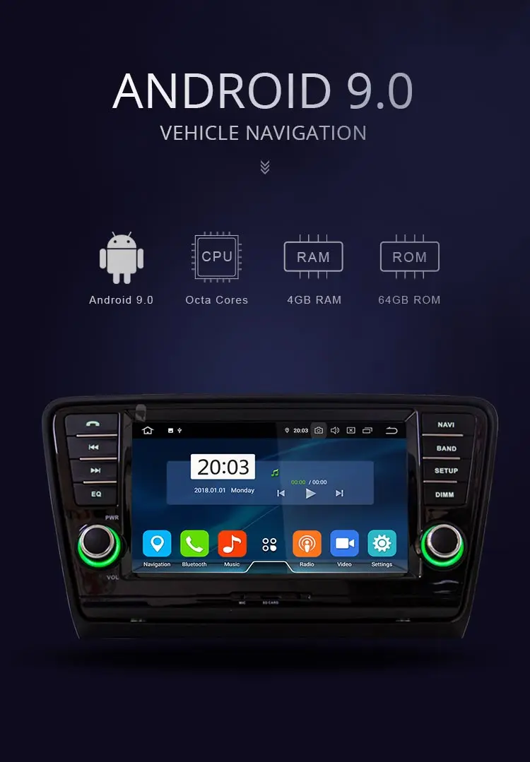 JDASTON Android 9,0 автомобильный dvd-плеер для SKODA Octavia 2013 мультимедийный стерео 2 Din Автомобильный Радио gps навигация ips wifi