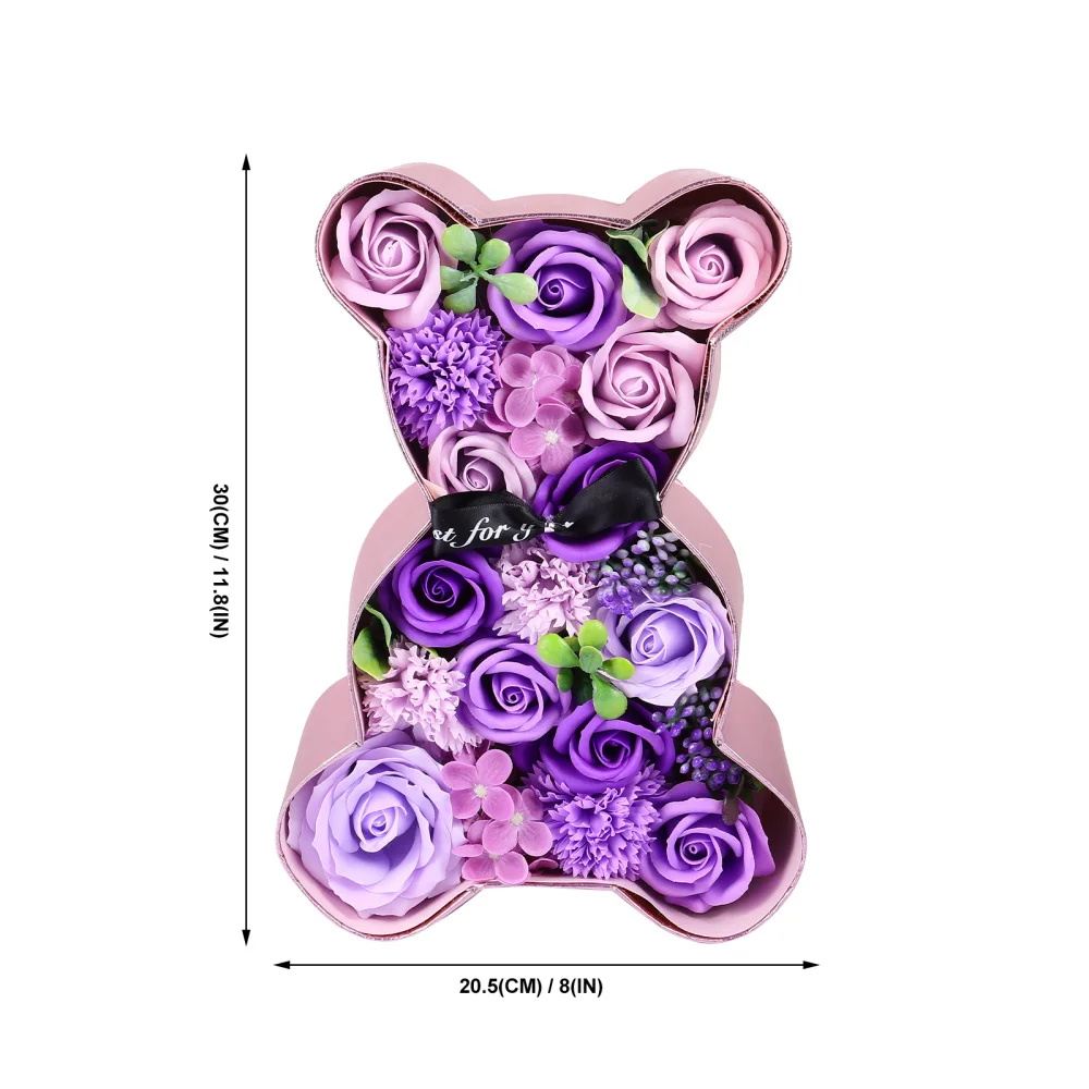 

1Pc Rose Bear Gift Box Present Soap Rose Bear Wedding Decoration Girlfriend Gift