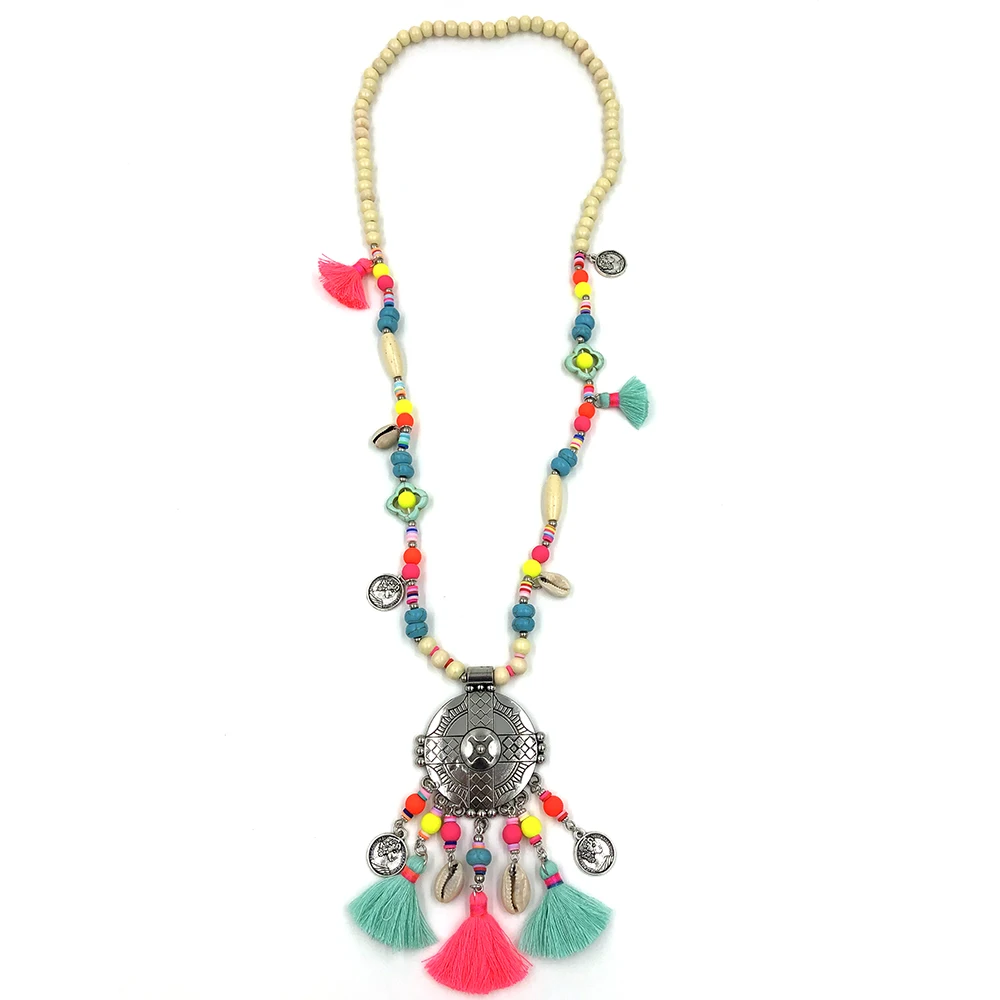 Новинка длинная бахрома Gyspy яркое тяжелый металлический кулон массивное