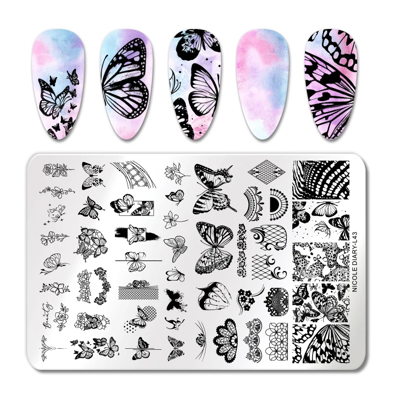 Трафареты NICOLE DIARY для стемпинга ногтей инструменты нанесения изображения