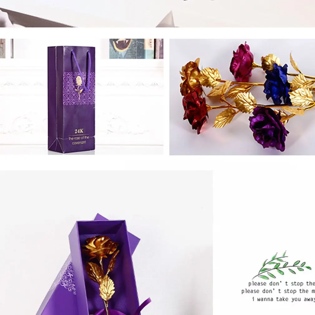 Горячая 24K фольга позолоченная Роза свадебное украшение цветок подарок на день