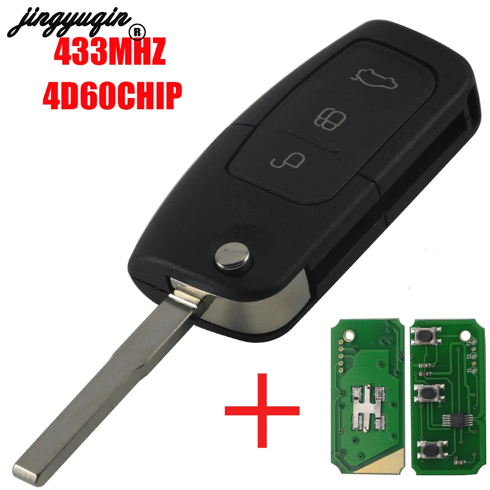 Jingyuqin 433 МГц ID63 40 бит 80 3 кнопки без ключа входа DIY для Ford Fusion Focus Mondeo Fiesta Galaxy HU101