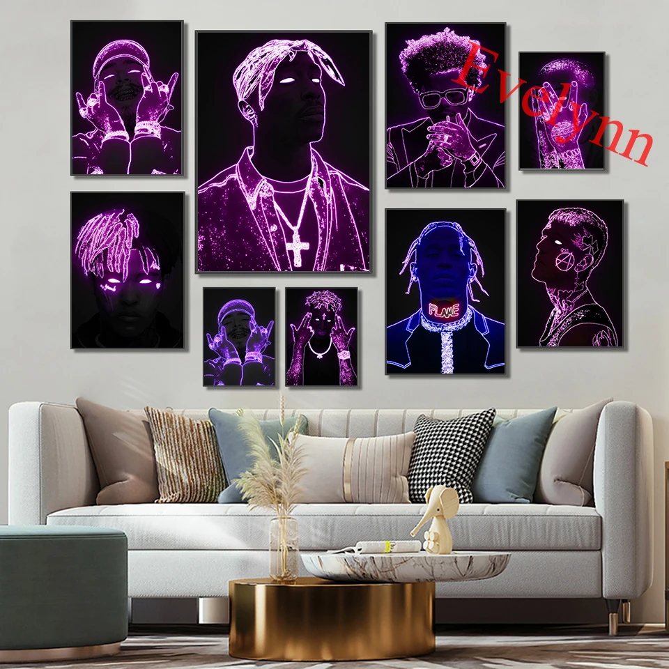 

Tupac Shakur Famous Hip Hop Rap Music Singer Stars Painting Posters And Prints On Canvas Neon Wall Art Pictures Home Decoration