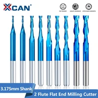 xcan cnc milling cutter 10pcs 3 175mm shank blue coated spiral flat endmills two flute cnc cutter 1 3 175mm cnc router bits