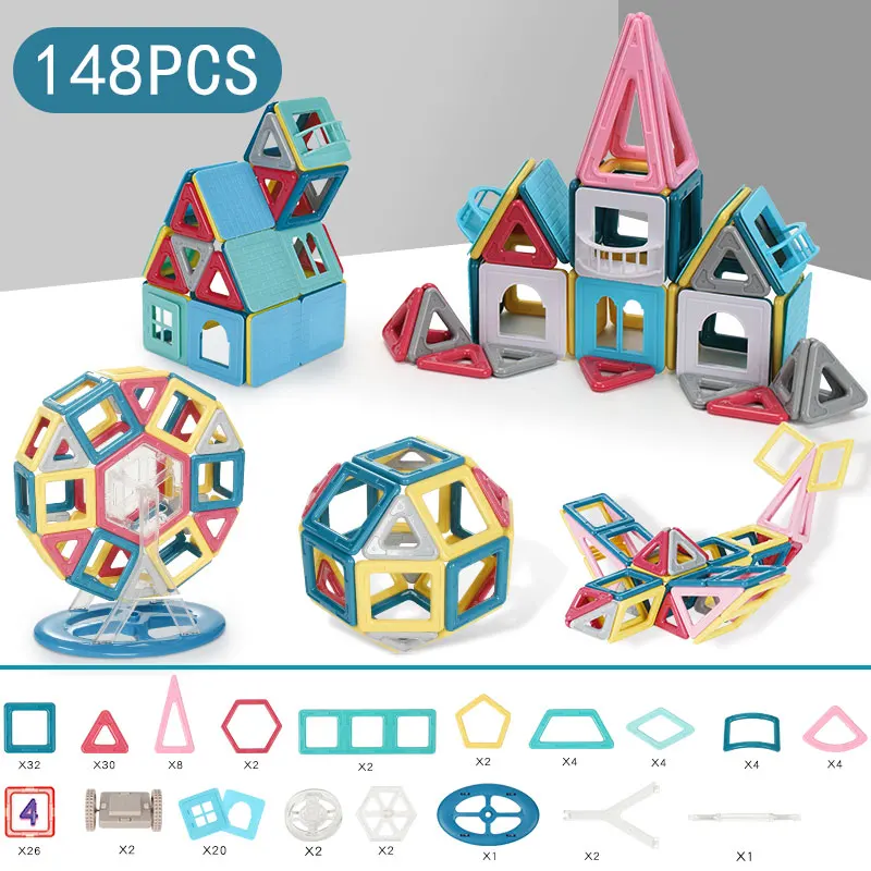 PX957C 148PCS Новинка, цветные магнитные блоки макарон, игрушки для детей, магнитные строительные блоки, набор, дизайнерские развивающие кирпичи, магнитные игрушки - Цвет: PX957C 148PCS