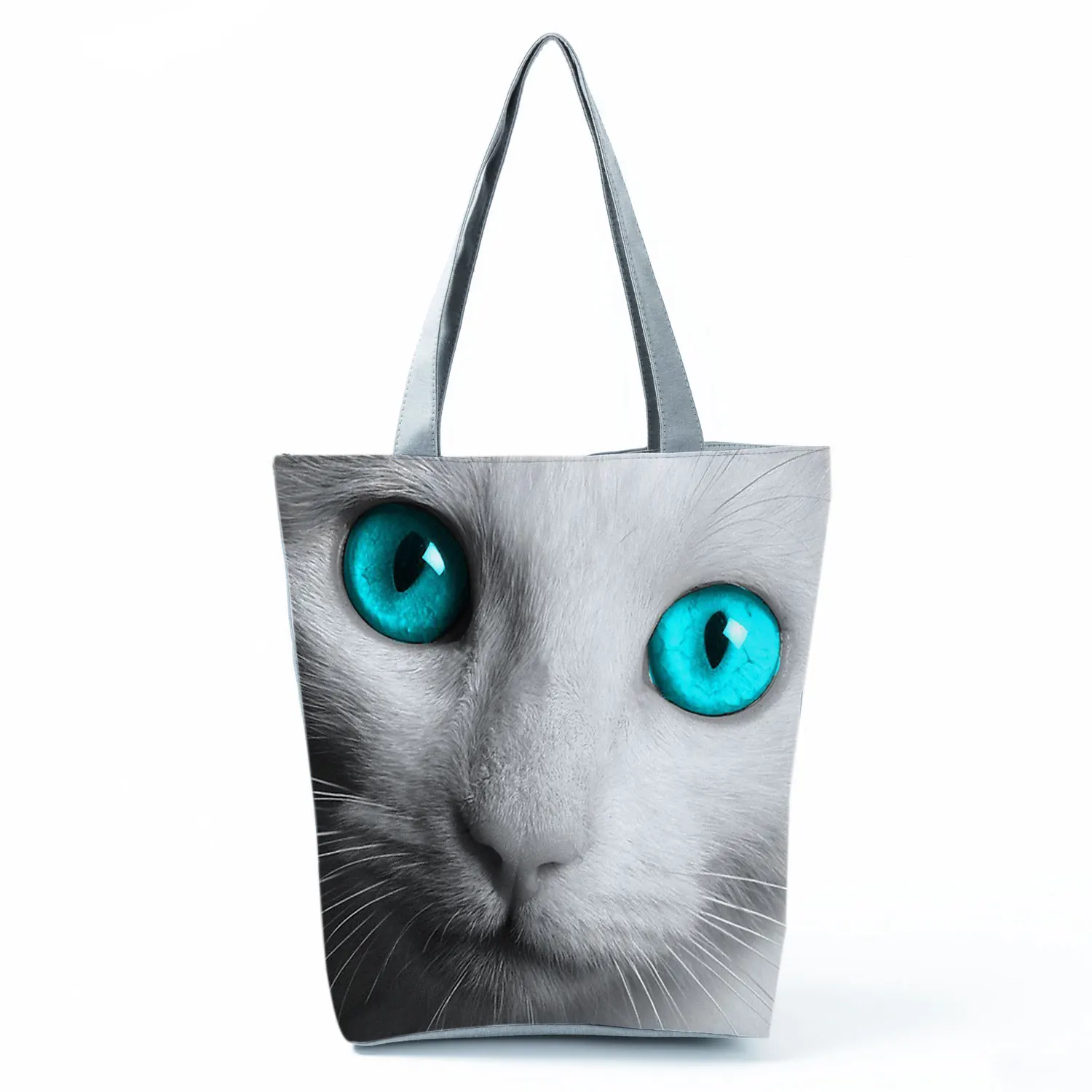 

White Cat Printed Handbag Cat Women Large Capacity Shopping Bag Chic Animal Casual Beach Shoulder Bag Outdoor Custom Pattern