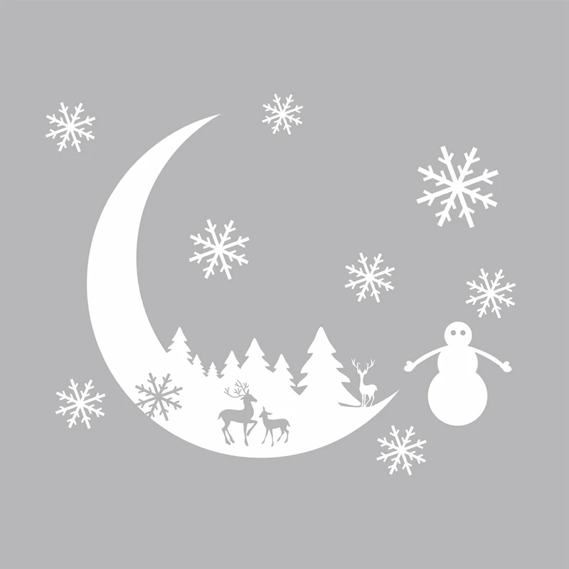 

Christmas Snowman Wall Stickers For Window Glass Decoration Xmas Snowflake Festival Accessories Home Vinyl Mural Art Decor
