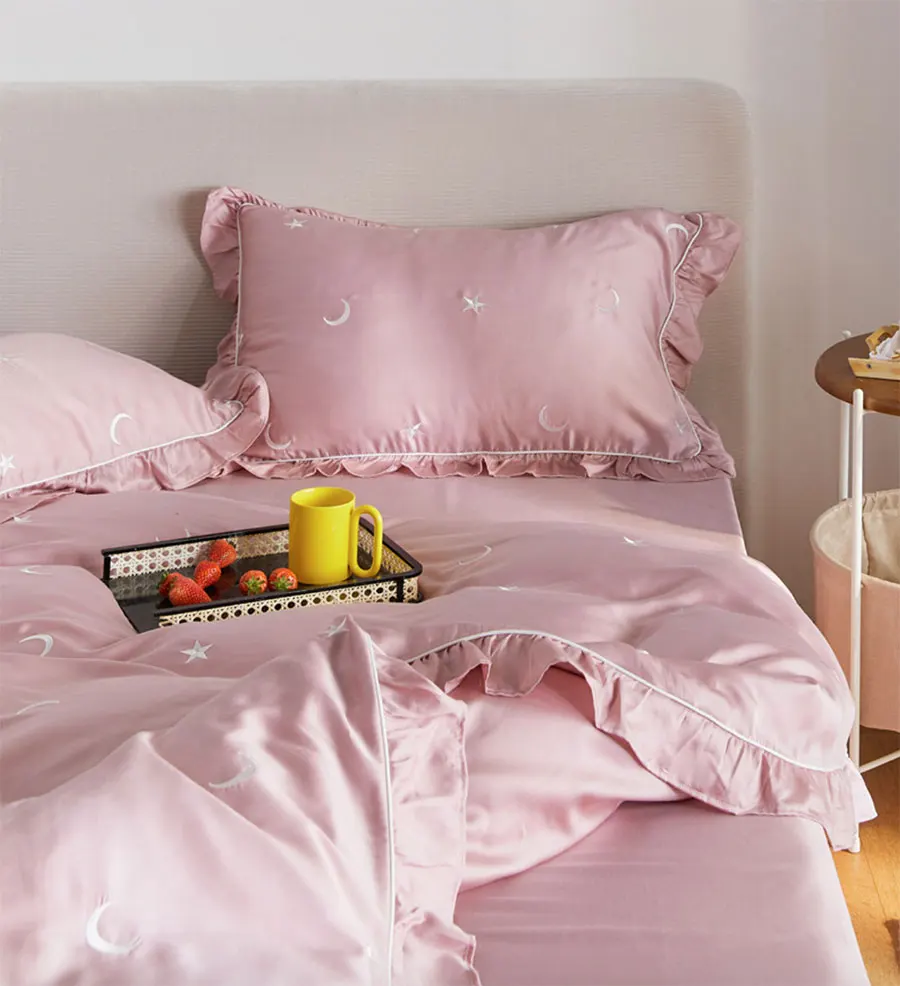 Модный комплект постельного белья с вышивкой в виде вишни двойное