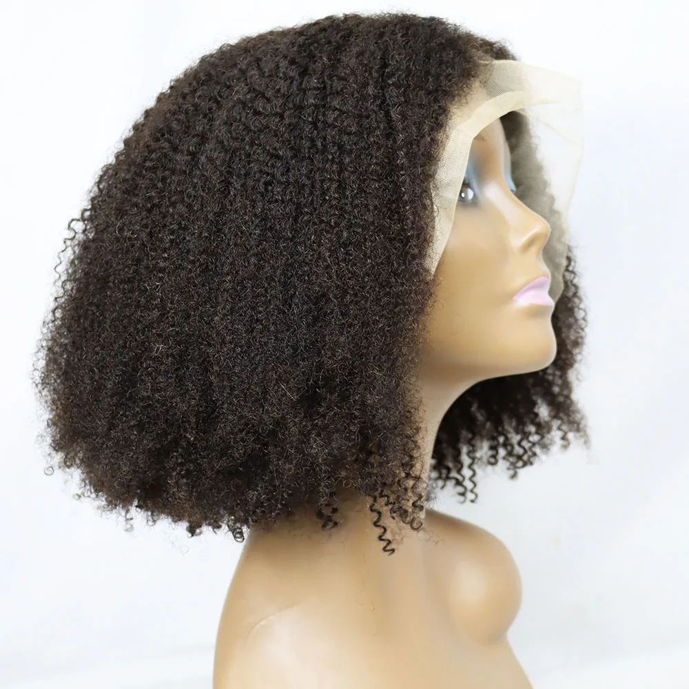 

Afro Kinky Curly Frontal Lace Human Hair Wig Short Bob Thick Virgin Brazilian Hair Lace Frontal Closure Wig for Black Women