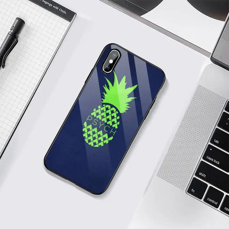 

Amazing Psych Pineapple Luxury Phone Case Tempered glass For iphone 6 6S 7 8 plus X XS XR 11 12 mini PRO MAX