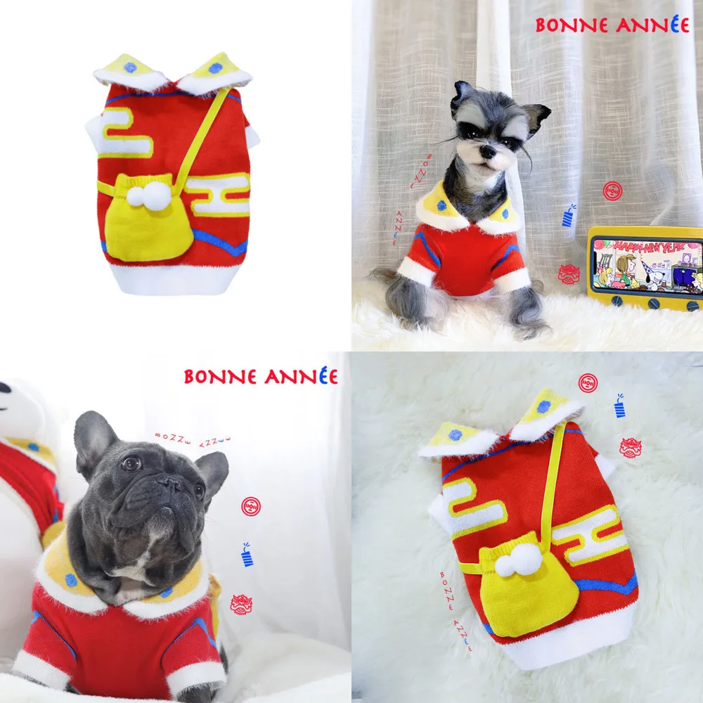 

New Year Dog Sweater Winter Pet Coat Dog Clothes Yorkshire Pomeranian Bichon Poodle Schnauzer Pug French Bulldog Clothing Outfit