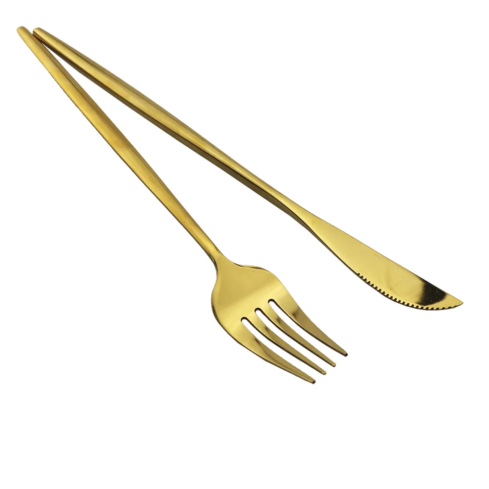 4Pcs/set 18/10 Stainless Steel Cute Hot Golden Dinnerware Set Kitchen Tableware Knife Fork Spoon Cutlery Silverware Sets | Дом и сад