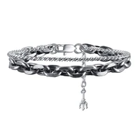 men braceletcable braceletstainless steel cuban link braceletdouble chain braceletextension chain trident charm jewelry