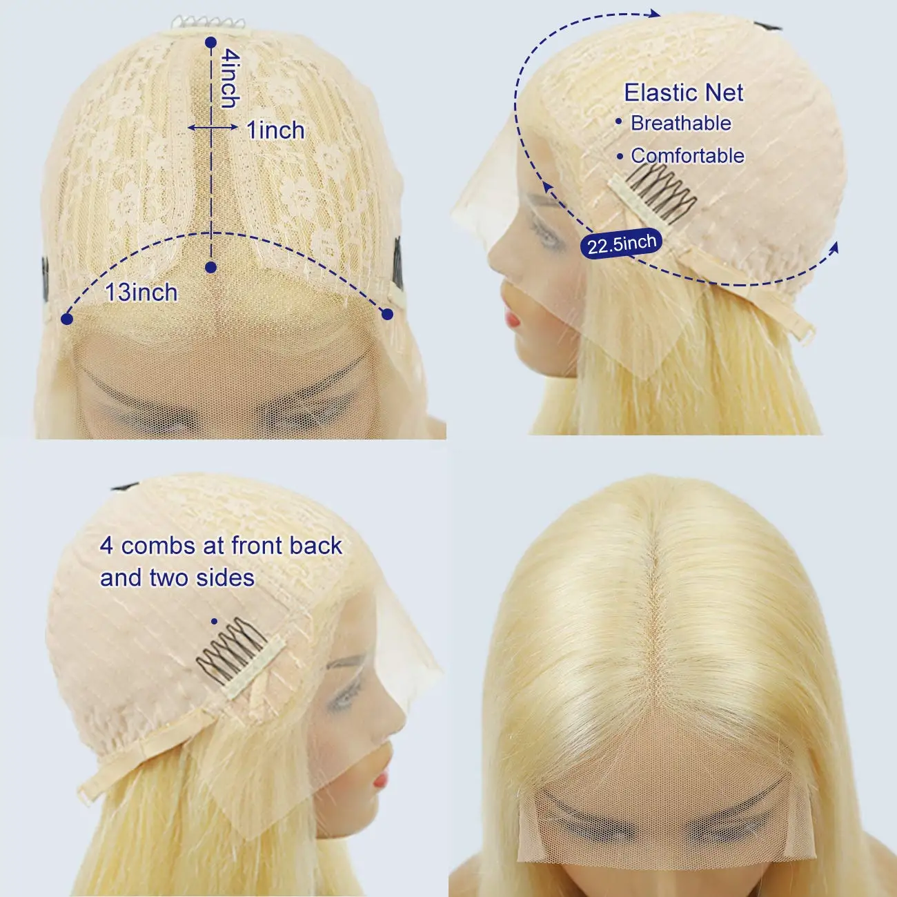 

T-Part 613 Blonde Lace Front Wig Human Hair13x4x1 PrePlucked Middle Part Lace Wigs with Baby Hair Str Blonde Human Hair Wigs 150