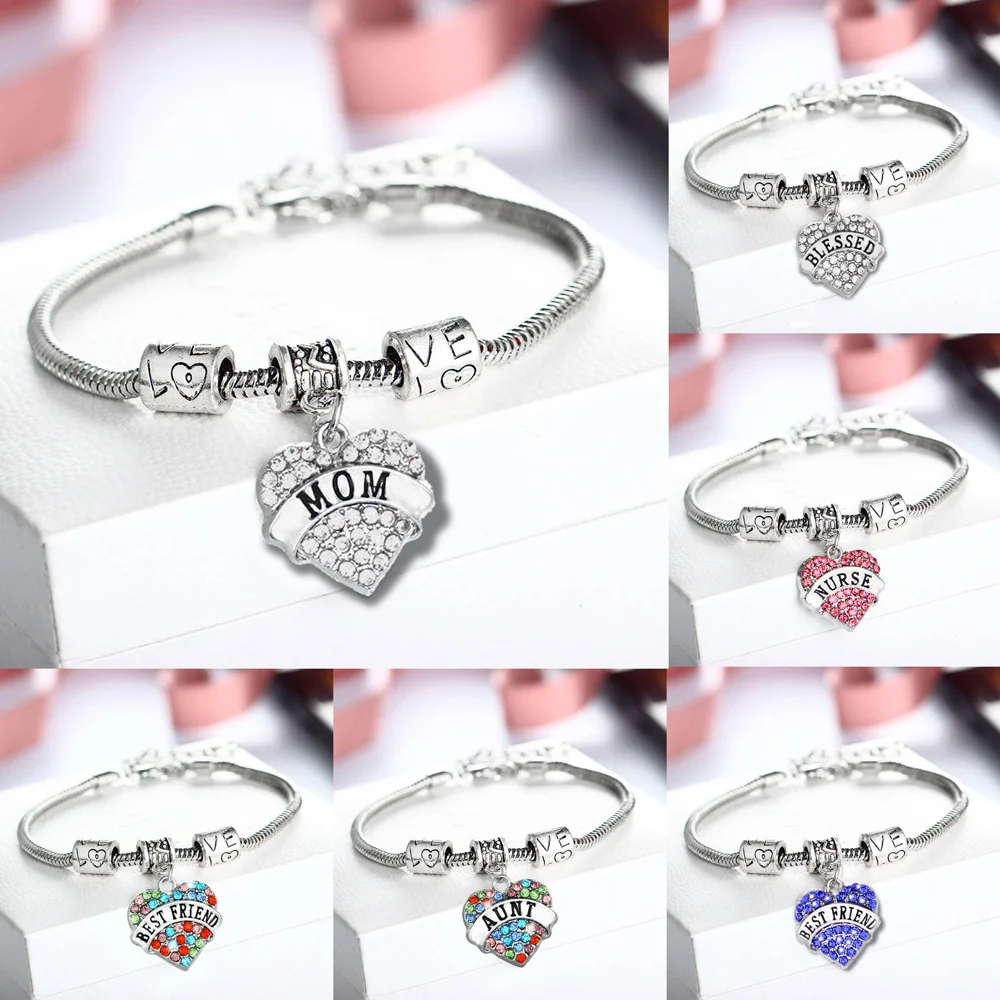 Семья мама бабушка благословил с украшением в виде кристаллов Сердце из горного