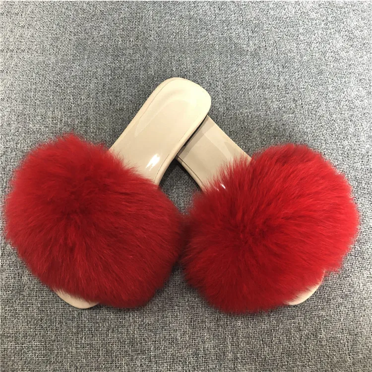 Instagram Online Cilibrity/Женская обувь; меховые шлепанцы; модные женские шлепанцы с натуральным лисьим мехом; летние сандалии с мехом енота для путешествий