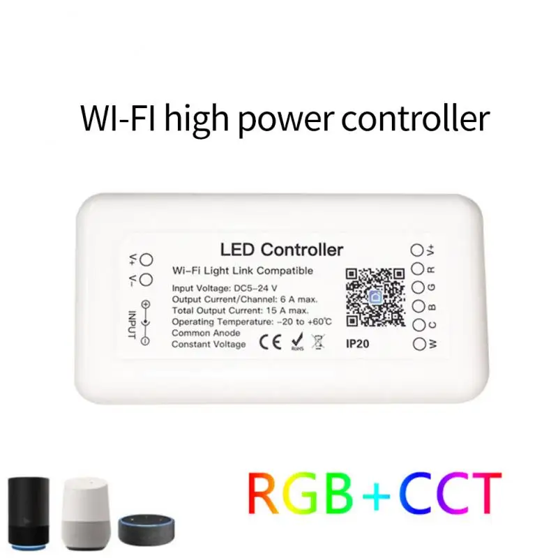 

Умный контроллер светодиодной ленты tuya wifi RGB + CCT, 6 контактов