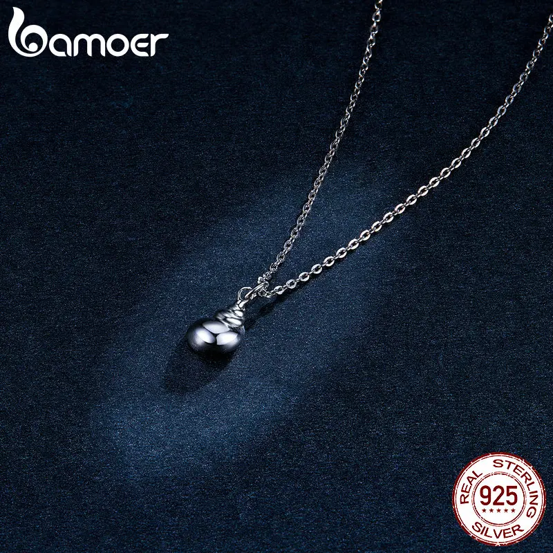 Гладкий маленький кулон ракушка bamoer ожерелье для девочки из стерлингового