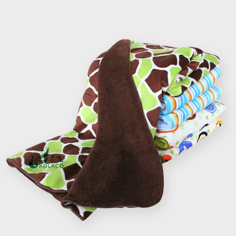 

Детское Пеленальное Одеяло, утепленное Двухслойное Коралловое полотенце флисовая Пеленка, мягкое Фланелевое детское постельное белье с мультяшным рисунком, 76*102