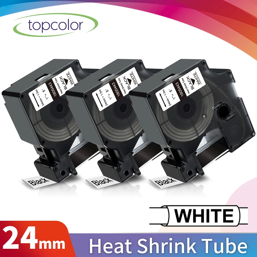 Термоусадочная трубка Topcolor 3PK 24 мм лента для маркировки подходит Dymo 1805443 Rhino Label