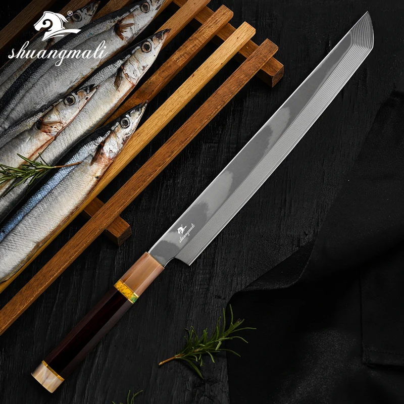 Японский нож сашими 11 дюймов кухонные ножи из дамасской стали 33 слоя для нарезки