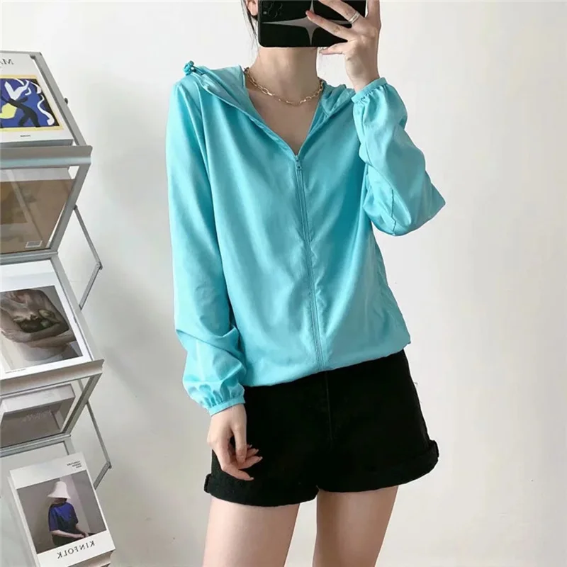 

Women Jackets Hooded Female Coats Sun Protection Casual Solid Outwears Fashion Casual Coat Women Clothing Lady Streetwears LL319