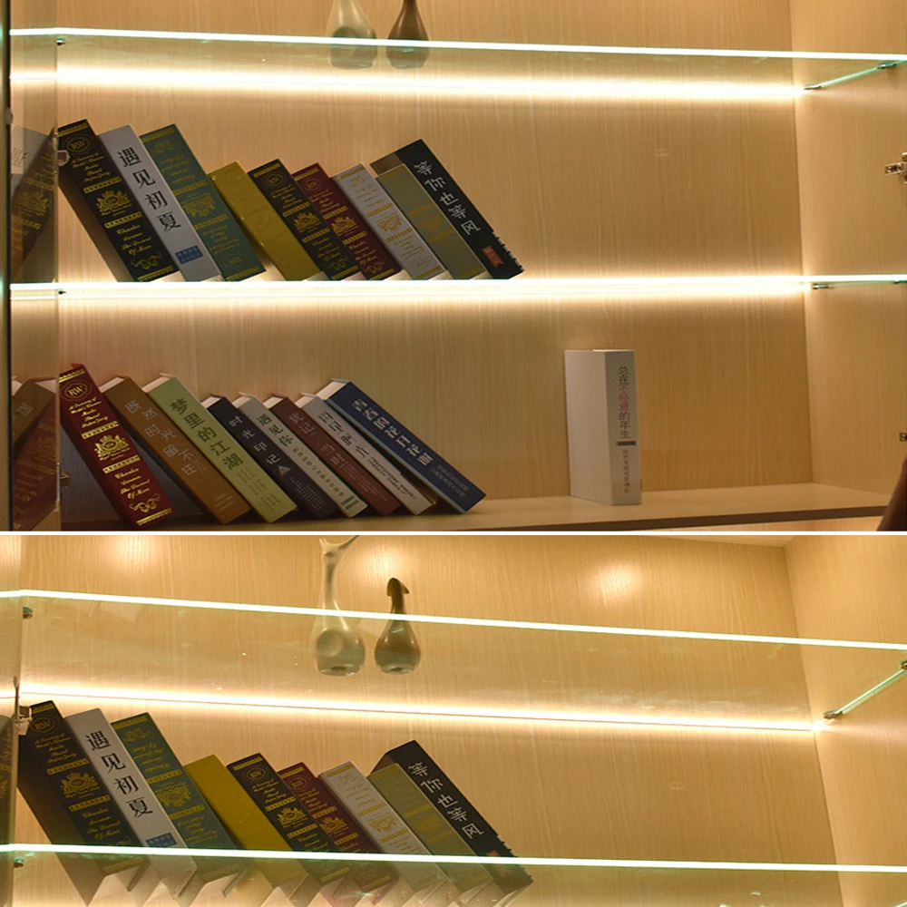 EU PLUG LED Glass Shelf Light 10MM12MM Thick Partition Line With Plywood Cabinet | Лампы и освещение