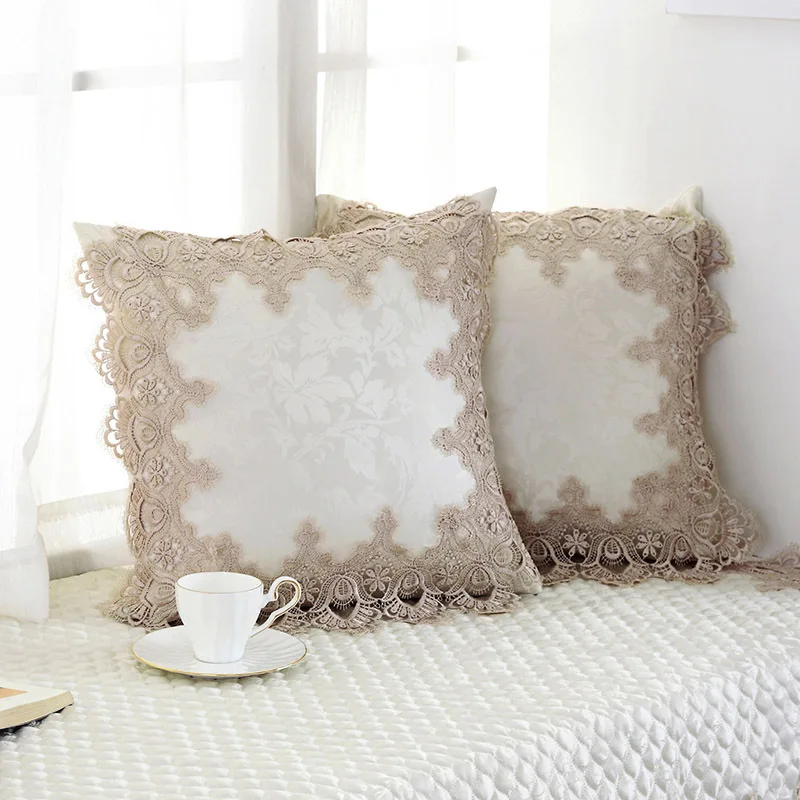 

European Style Lace Pillowcase Back Cushion Fashion Romantic Home Decoration The Office Back Cushion with Pillow Core