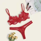 Комплект сексуального нижнего белья, бюстгальтер, трусики, женское эротическое нижнее белье, кружевное соблазнительное белье из трех частей, эротическое белье со стальными кольцами