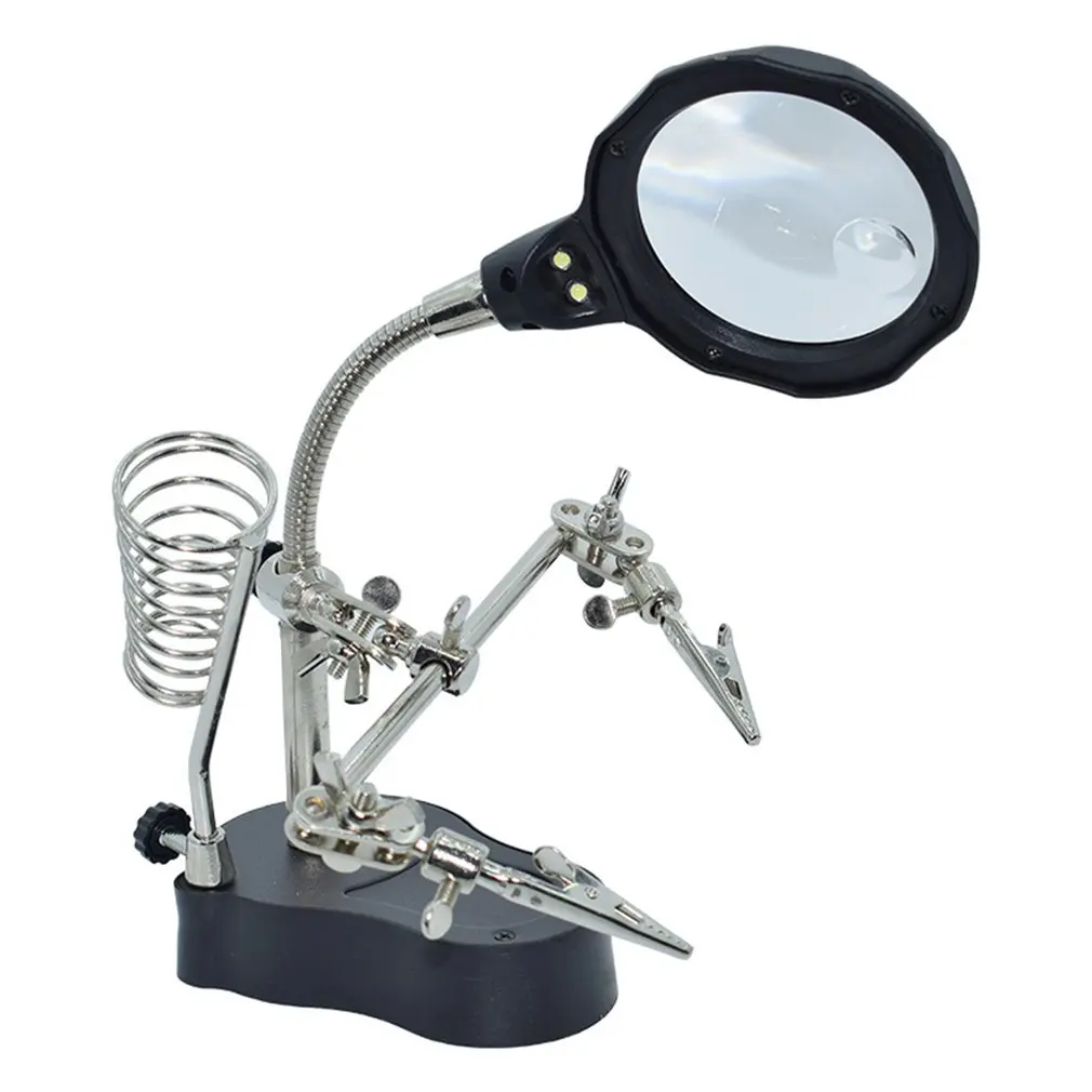 

Welding magnifying glass LED Light Auxiliary Clip loupe MagnifierHand Soldering Solder Iron Stand Holder Station