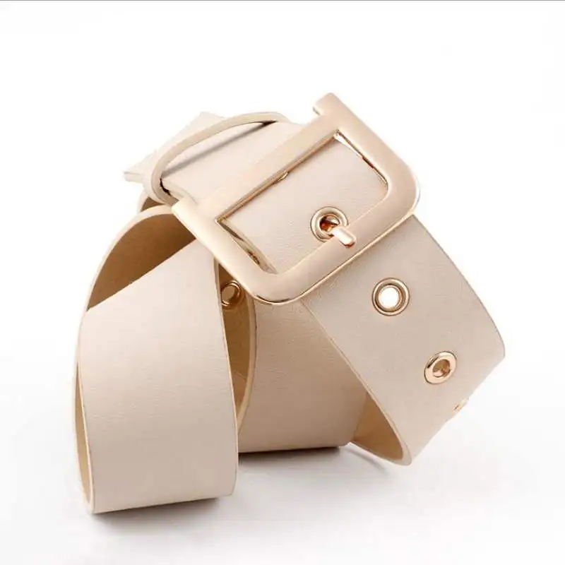 

Luxury Belt With Metal Buckle Black Wide Leather Women Waist Belts White Brown Ladies Dress Corset Belts cinturones para mujer