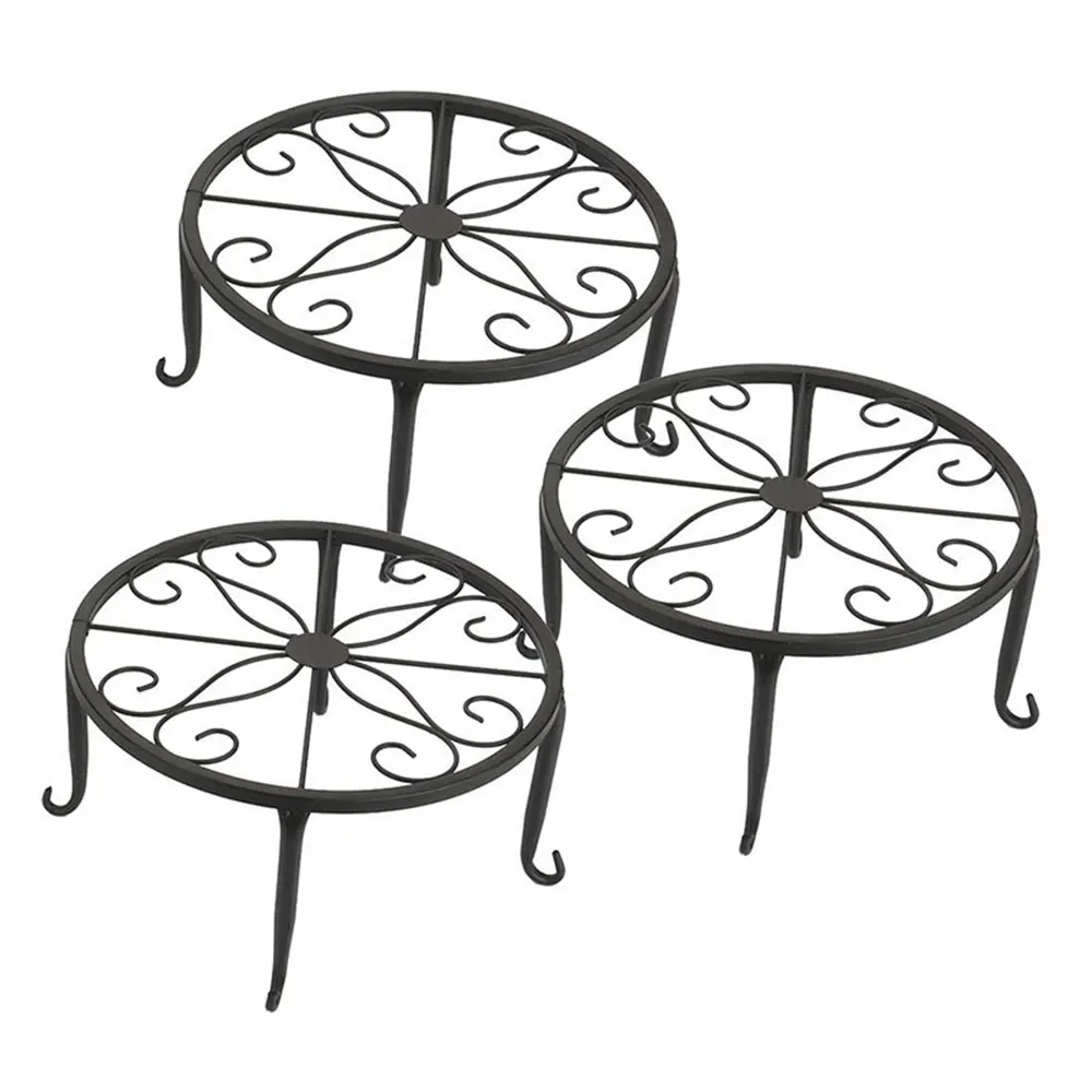Potted Stander Wrought Iron Home Decor Classic Style Plant Balcony Create Round Garden Storage Rack Stand Floor Display Shelf