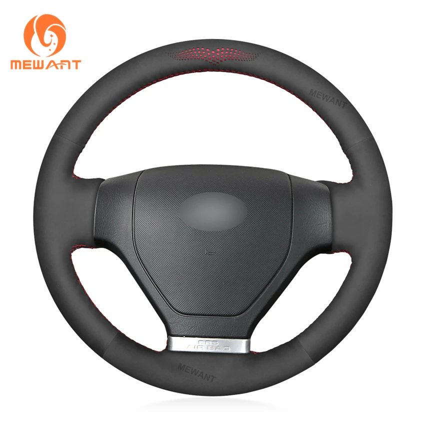 

MEWANT Black Suede Genuine Leather Car Steering Wheel Cover for Hyundai Coupe Tiburon 2002 2003 2004 2005 2006 2007 New style