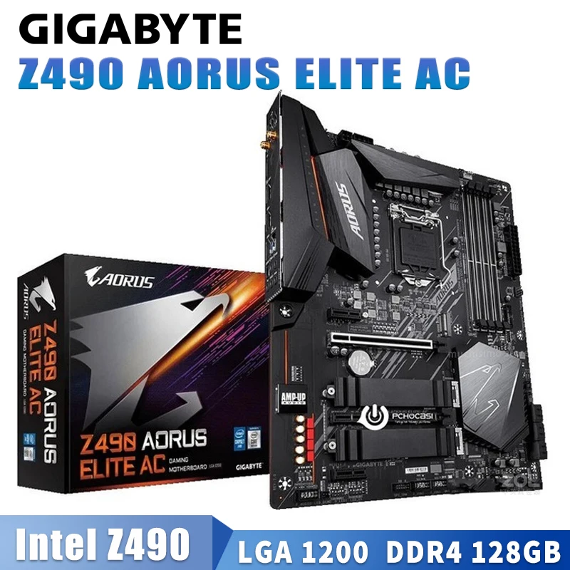 

LGA 1200 Gigabyte Z490 AORUS ELITE AC Motherboard DDR4 5000(OC)MHz 128GB PCI-E 4.0 WIFI Gaming Intel Z490 Placa-Mãe 1200 ATX