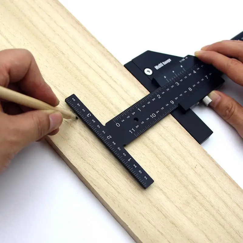 

T Type Woodworking Multifunction High-precision Ruler Scriber Measuring Carpentry Marking Gauge Carpenter DIY Tools