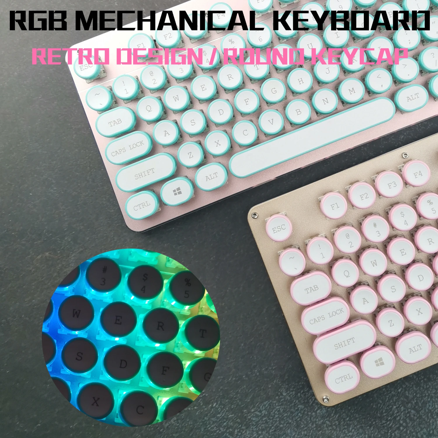 RGB стимпанк игровая механическая клавиатура металлическая панель круглая Ретро