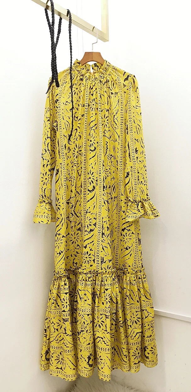 

Luxury 2021 Spring Women High Quality Long Sleeve Prints Fashion Casual Dresses For Female Gdnz 1.03