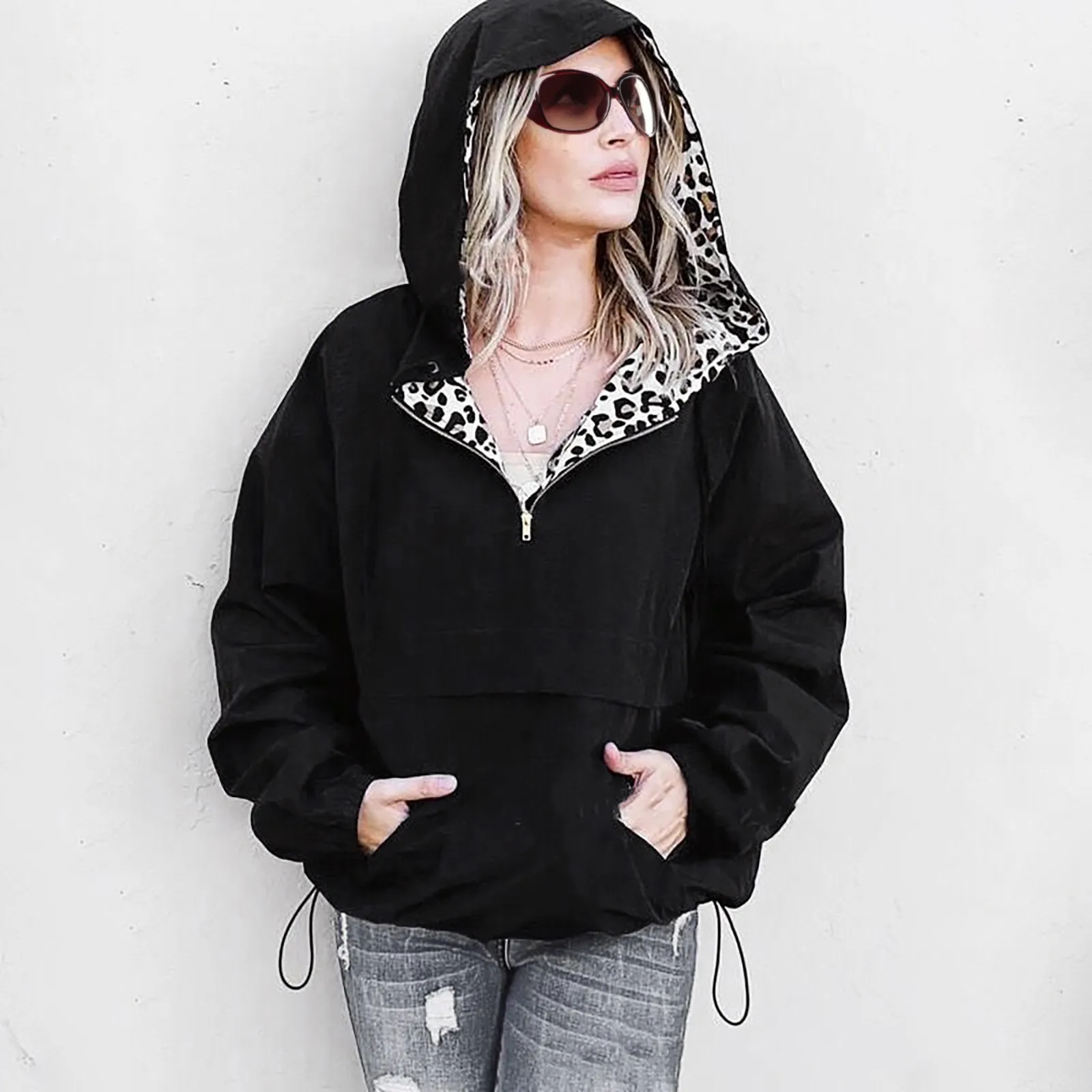 

Куртка женская тонкая с леопардовым принтом, Бомбер с воротником-стойкой и длинным рукавом, повседневный Топ, большие размеры