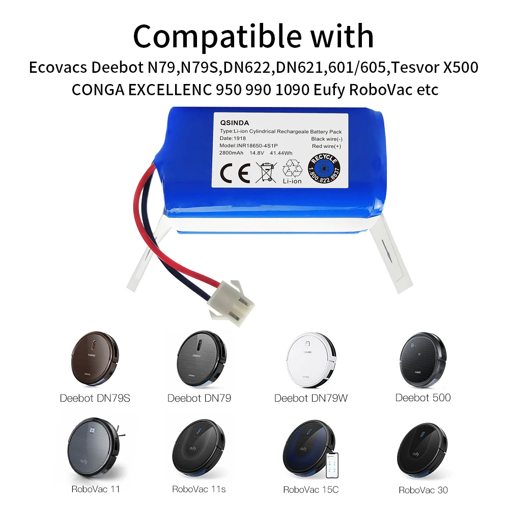 14.4V 6800mAh Li-ion battery for Conga Excellence 990 1090 Ecovacs Deebot N79 N79S DN622 Eufy RoboVac 11 11S 30 | Электроника