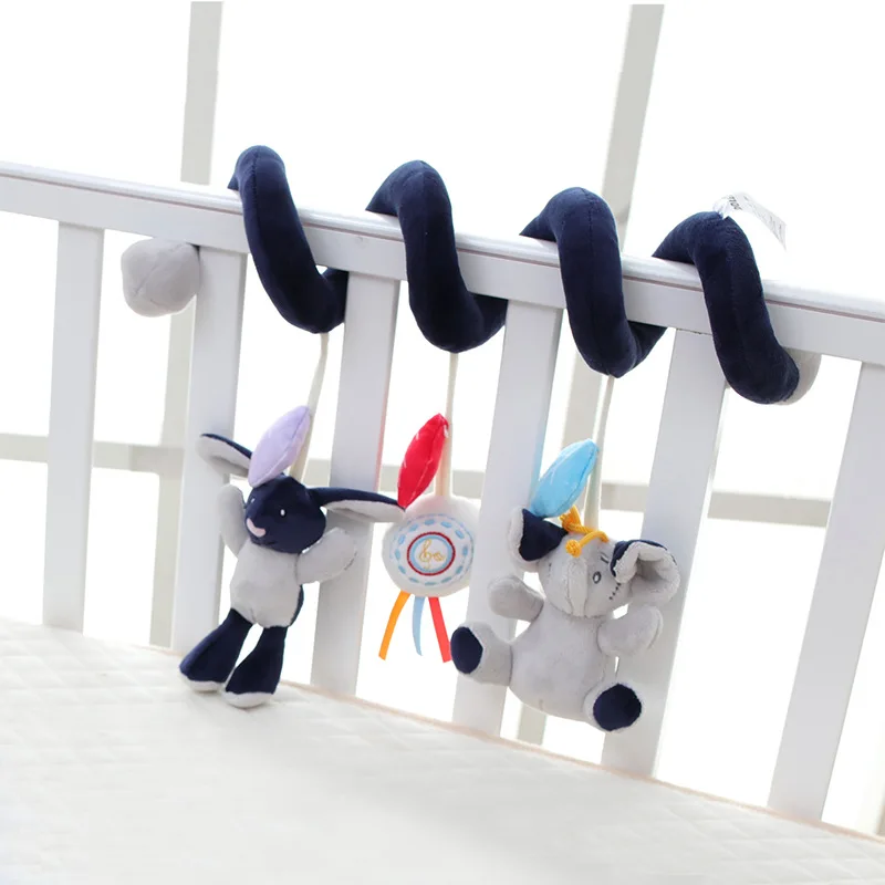 

Baby Plush Animal Rattle Mobile Educational Toddler Toys Infant Stroller Bed Crib Spiral Hanging Toys for 0-12 Months Gifts