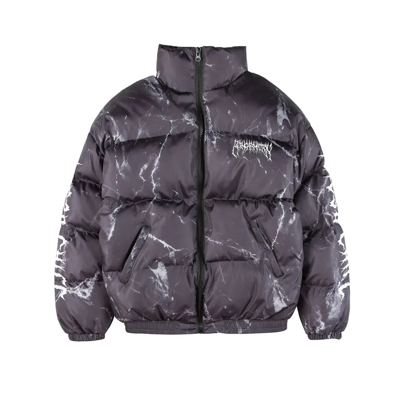 Мужская Зимняя Толстая теплая негабаритная ветрозащитная куртка с принтом