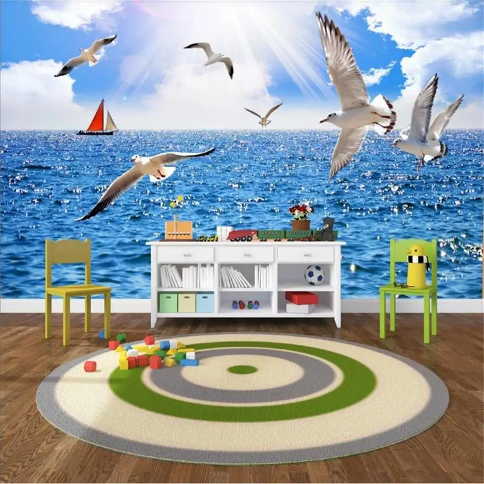

Пользовательские размеры 3d фото обои росписи гостиной средиземноморская Парусная Чайка 3d картина ТВ фон обои для стены 3d