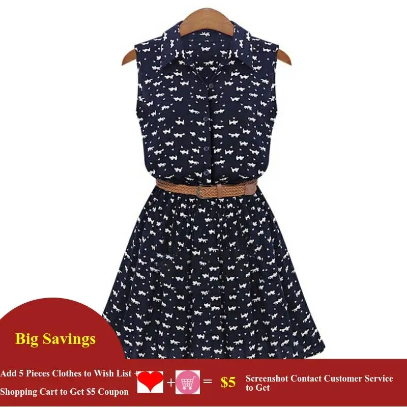 Женское летнее платье принт с животными из мультфильмов милое без рукавов 2020