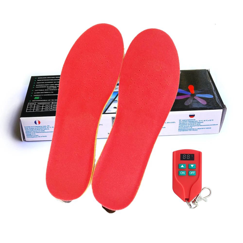 2300mAh Velvet Electric Heated Insoles for Women Men Shoes Hunting Skiing Thermal Foot Warmer with LED Remote Control | Дом и сад