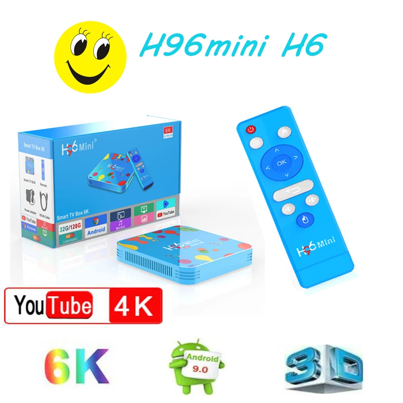 ТВ приставка H96 Mini H6 tv box ing 4 ГБ 32 128 android медиа проигрыватель Google Bluetooth HD Поддержка