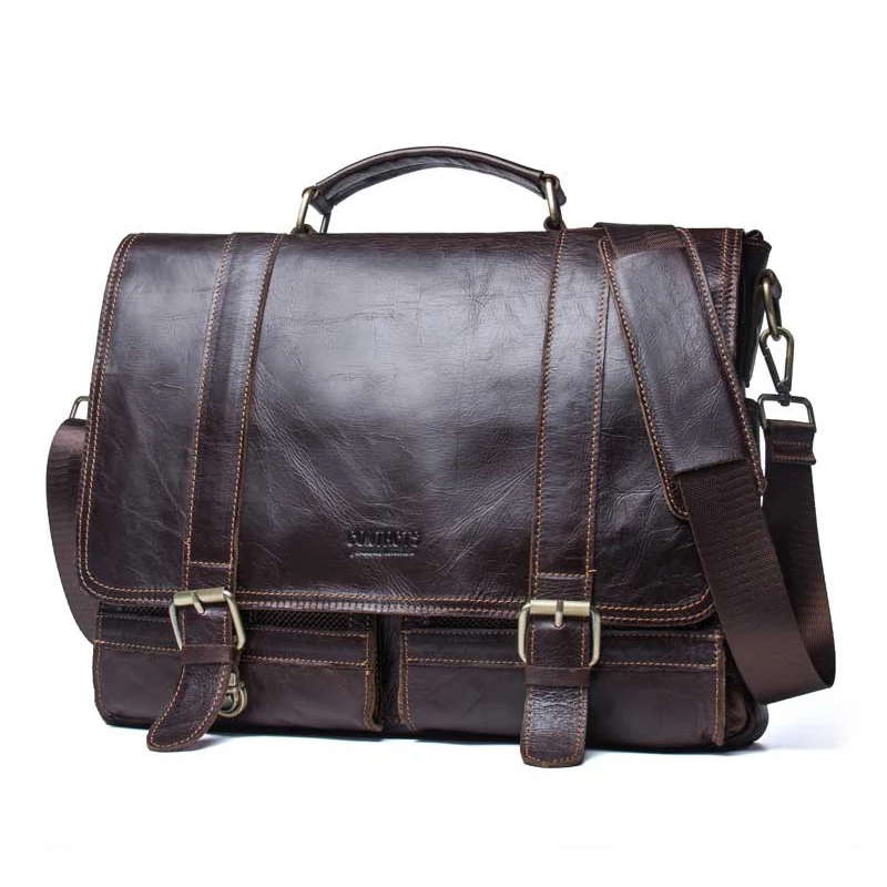 New Cow Genuine Leather Men Briefcase Bag Business Handbag Male Laptop Shoulder Bags Tote Computer Natural Skin Men Briefcase