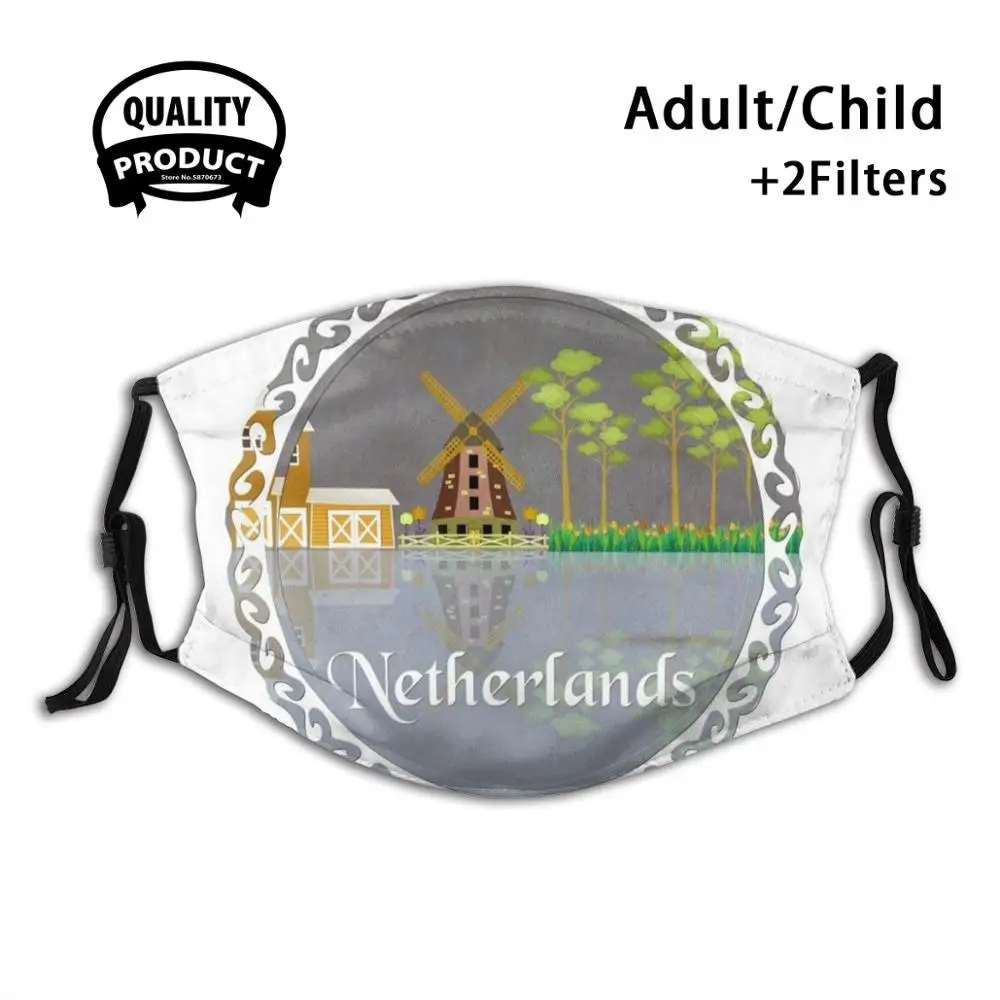 

Windmill 1 - 4 Face Mask Washable Filter Summer Hot Sale Mouth Masks Windmill Netherlands Texture Flower Reflection Water