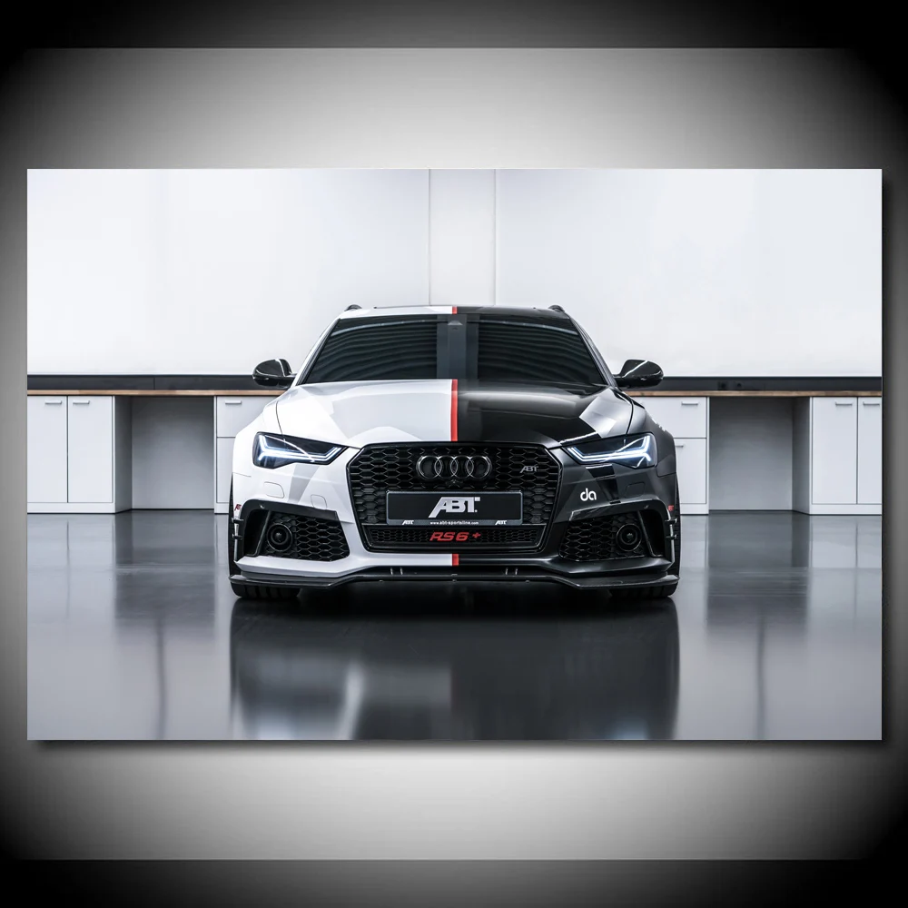 Современный художественный постер Supercar Audis Rs6 черно-белая Картина на холсте
