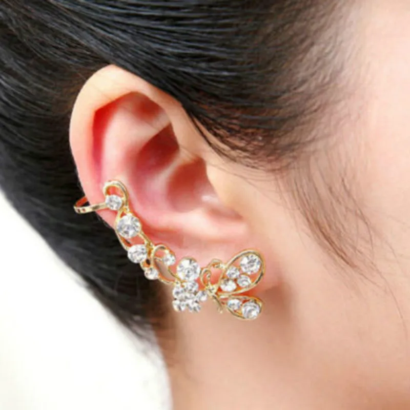 1 шт. привлекательные женские серьги клипсы в стиле ретро с кристаллами форме