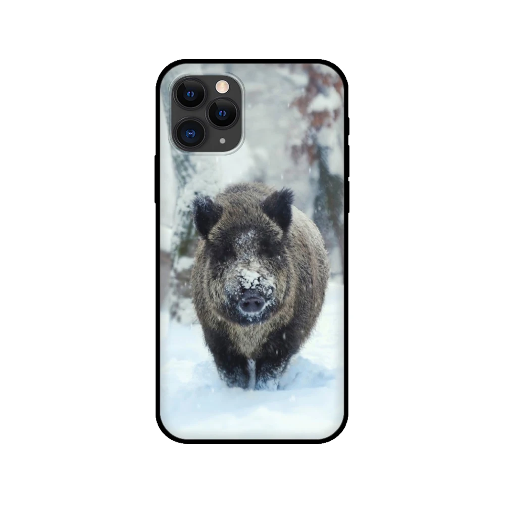 black tpu case for iphone 5 5s se 2020 6 6s 7 8 plus x 10 xr xs 11 12 mini pro max back cover wild boar free global shipping